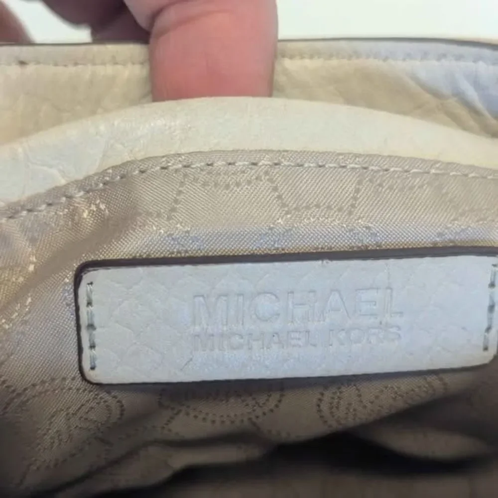 Michael Kors Small Tan Cream Colored Leather Crossbody Bag Purse 8x5x2